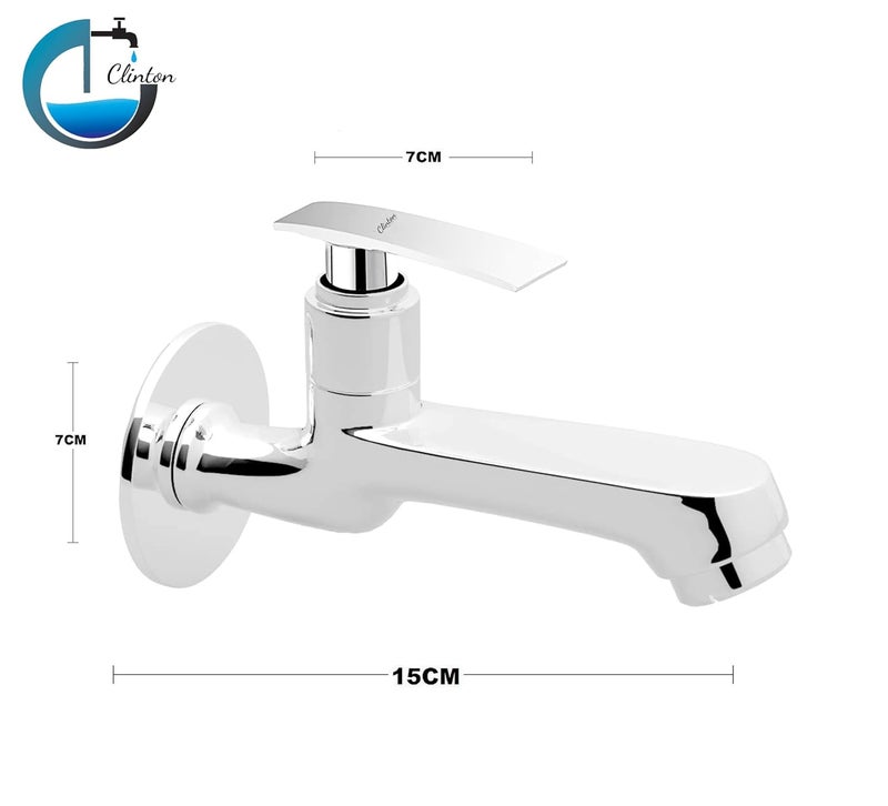 CLINTON Brass Long Body Bib tap | Wall Mounted Faucet | Chrome Finish | Bathroom Tap | Durable Wash Basin Tap - Image 5
