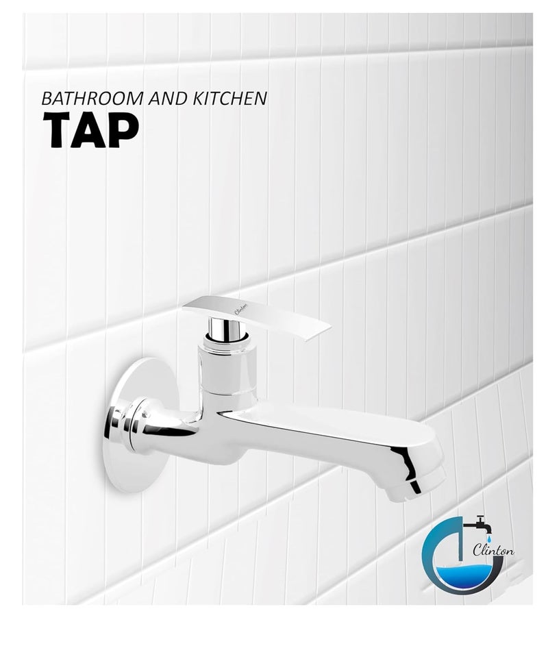 CLINTON Brass Long Body Bib tap | Wall Mounted Faucet | Chrome Finish | Bathroom Tap | Durable Wash Basin Tap - Image 3