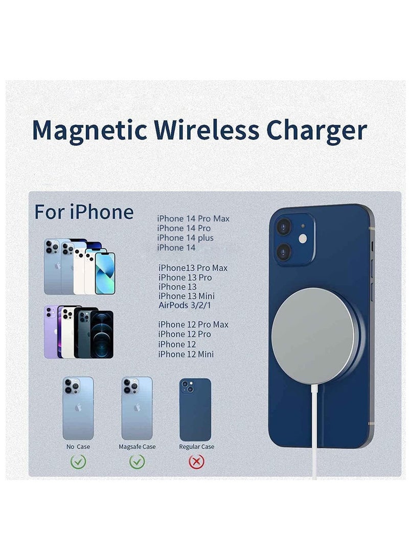MMG - MagSafe Charger【MFI/UACK Certified】 USB C Fast Charging,Wireless Magnetic Fast PD Charging up to 15W Compatibility with iPhone 14,14 Plus,14 Pro,14 Pro Max , 13,12 series,AirPods Pro2 - Image 1