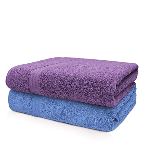 Sassoon Anatolia 100% Cotton 2 Piece Large Bath Towel 500 GSM (Heaven-Purple – 60X120 cms) – Extra Soft, Quick Drying & Super Absorbent Bath Towel for Men/Women - Image 1