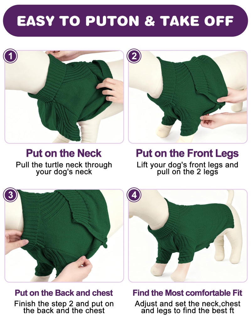 AURUZA Dog Sweaters for Small Medium Large Dog, Classic Turtleneck Pet Clothes Warm Thermal Doggy Winter Coat, Thick Double Knitting Collar Pullover Cold Weather Puppy Jacket for Indoor & Outdoor Wear - Image 4