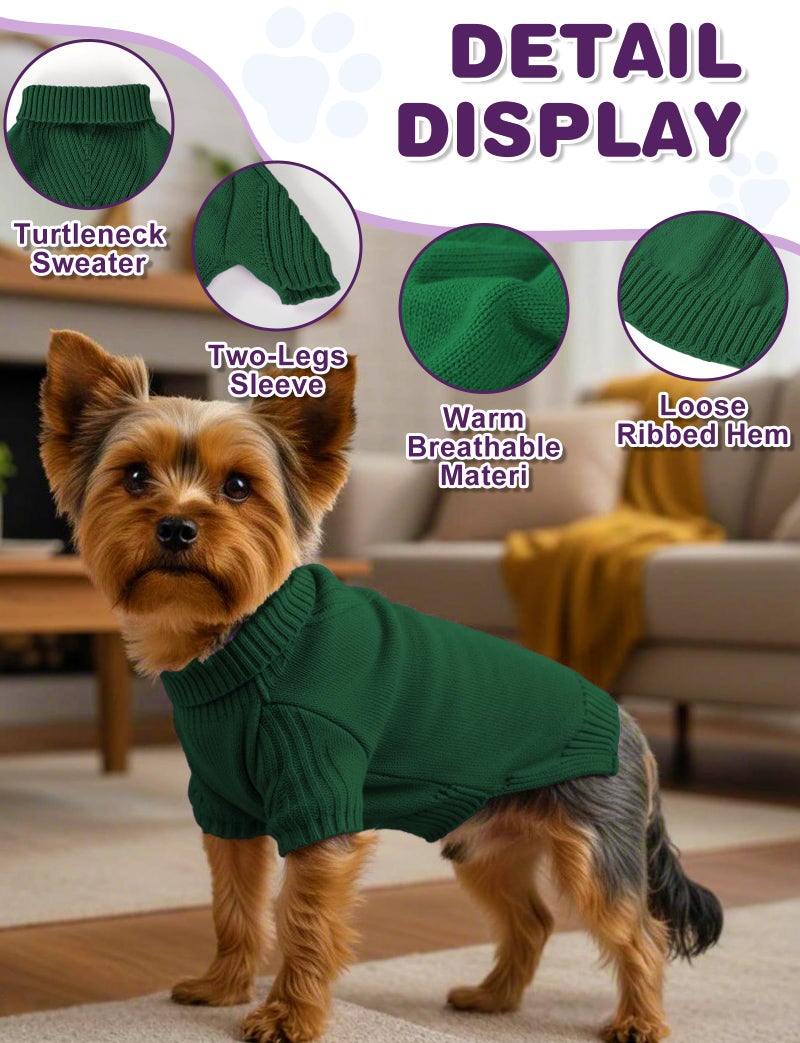 AURUZA Dog Sweaters for Small Medium Large Dog, Classic Turtleneck Pet Clothes Warm Thermal Doggy Winter Coat, Thick Double Knitting Collar Pullover Cold Weather Puppy Jacket for Indoor & Outdoor Wear - Image 3