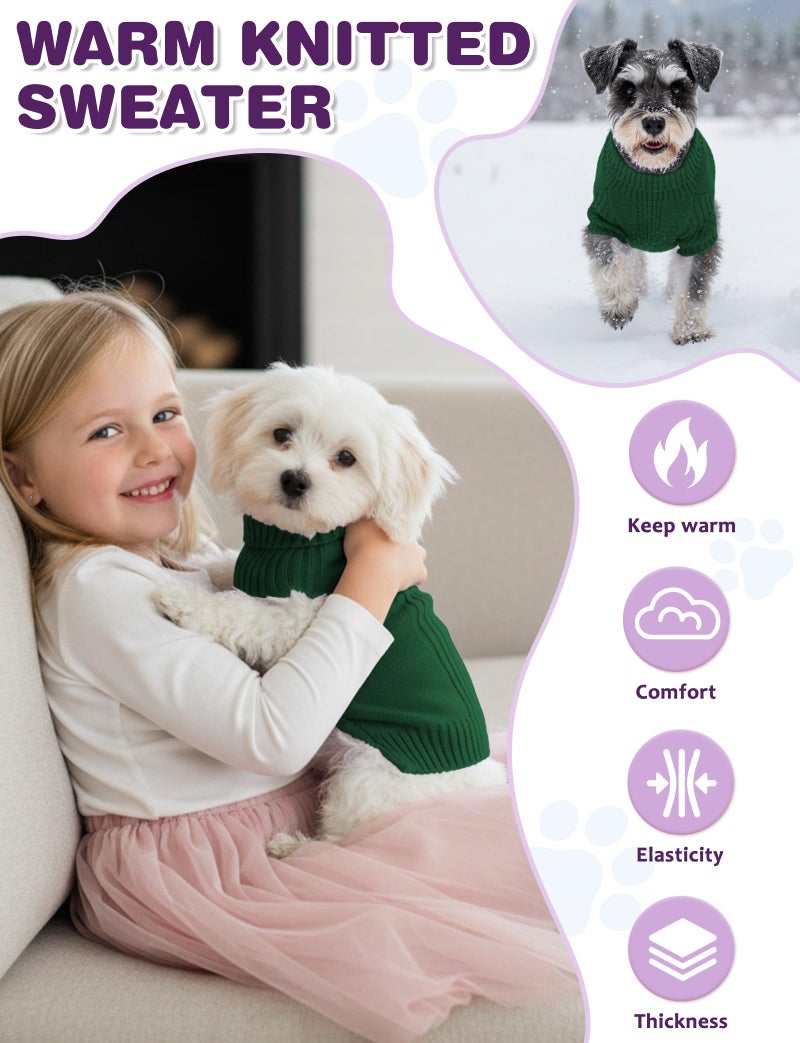 AURUZA Dog Sweaters for Small Medium Large Dog, Classic Turtleneck Pet Clothes Warm Thermal Doggy Winter Coat, Thick Double Knitting Collar Pullover Cold Weather Puppy Jacket for Indoor & Outdoor Wear - Image 2