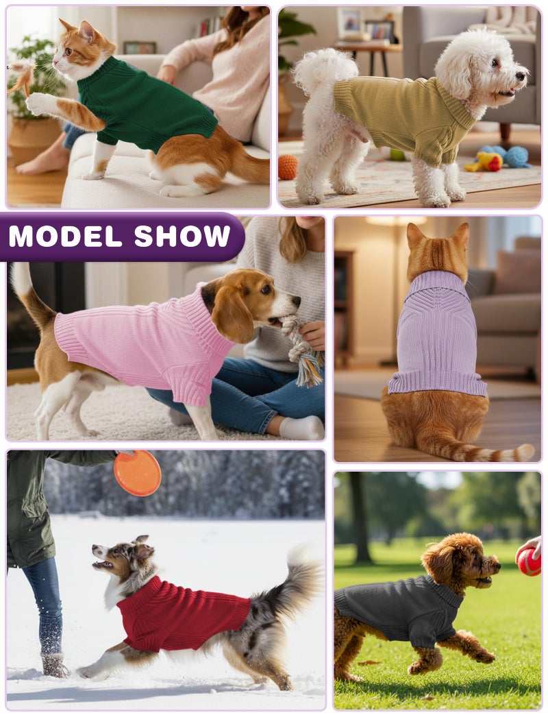 AURUZA Dog Sweaters for Small Medium Large Dog, Classic Turtleneck Pet Clothes Warm Thermal Doggy Winter Coat, Thick Double Knitting Collar Pullover Cold Weather Puppy Jacket for Indoor & Outdoor Wear - Image 5