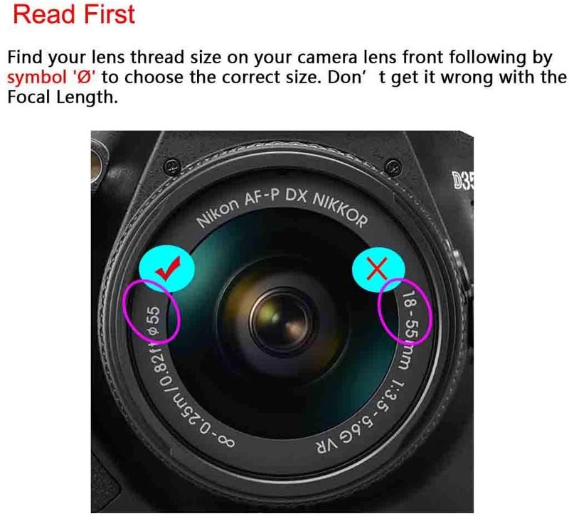 SHOPEE Lens Cap Cover for Af-P Dx Nikkor 18-55Mm F/3.5-5.6G Vr Lens for Nikon D7200 D5600 D5500 D5300 D3500 D3400 D3300 DSLR Camera,Lens Cap&Lens Cover,Black - Image 3