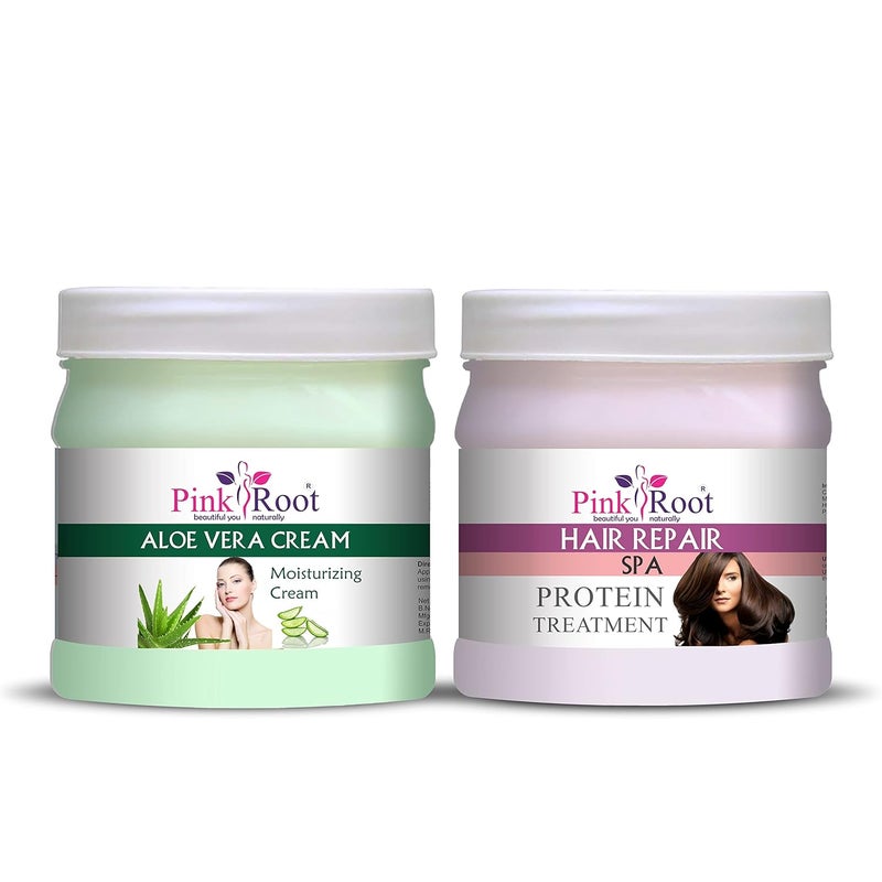 Pink Root Pink Root Aloe Vera Cream 500gm with Hair Repair Spa Cream 500gm - Image 1
