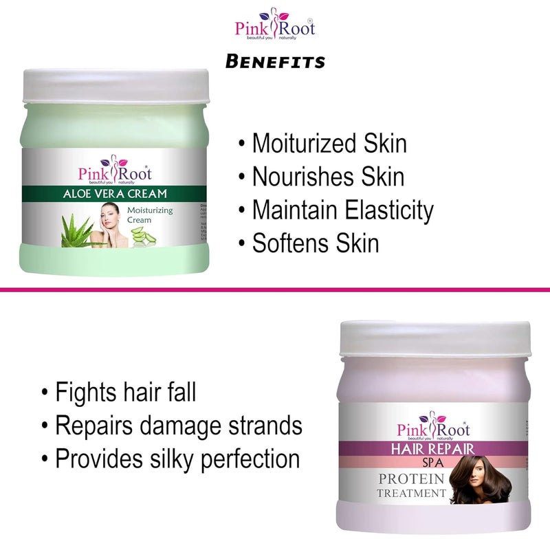 Pink Root Pink Root Aloe Vera Cream 500gm with Hair Repair Spa Cream 500gm - Image 5