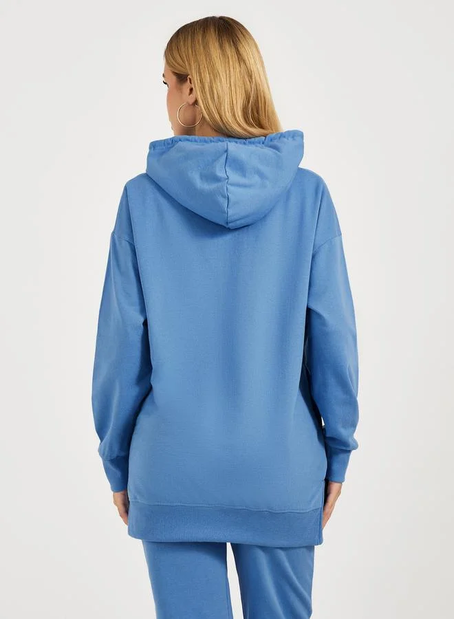 Styli Oversized Longline Hoodie with Dropped Shoulder