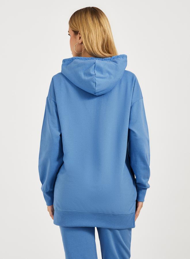 Styli Oversized Longline Hoodie with Dropped Shoulder  - Image 4