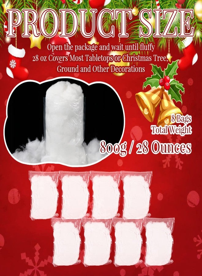 جيريفي، ٨ أكياس من الثلج الصناعي لتزيين عيد الميلاد، ثلج صناعي قطني ناعم، زينة داخلية، بطانية ثلجية، ديكور مشهد، أبيض، لشجرة عيد الميلاد، ديكور منزلي، حفلة شتوية، رف الموقد، زينة قرية، ٢٨ أونصة - Image 2