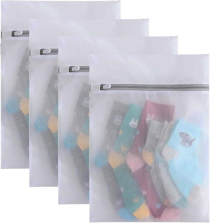 HUAPX Durable Mesh Laundry Bags for Delicates,4Pcs Small Wash Bag for Washing Delicates,Underwear and Lingerie, Big Clothes,Sweater,Makeup Organizer Bags 12 x 16inch (4 Medium) - Image 1