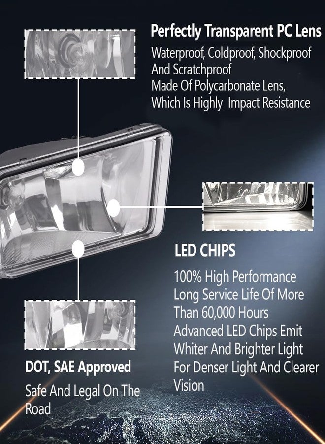 PIT66 Fog Lights, Compatible with 2007-2015 Chevy Silverado 1500/07-14 Silverado 2500HD 3500HD/ 07-13 Chevy Avalanche/ 07-08 Cadillac Escalade, Front Left & Right Fog Lamps, Clear - Image 2