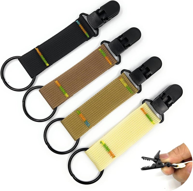 Ikerall 4 Pack Hat Clip for Travel Handbag Backpack Luggage, Fabric Friendly Elastic Cap Clips Hat Companion for Women Kids Adults Outdoor Travel Accessory Multicolored, Black+brown+khaki+yellow, 2 - Image 1