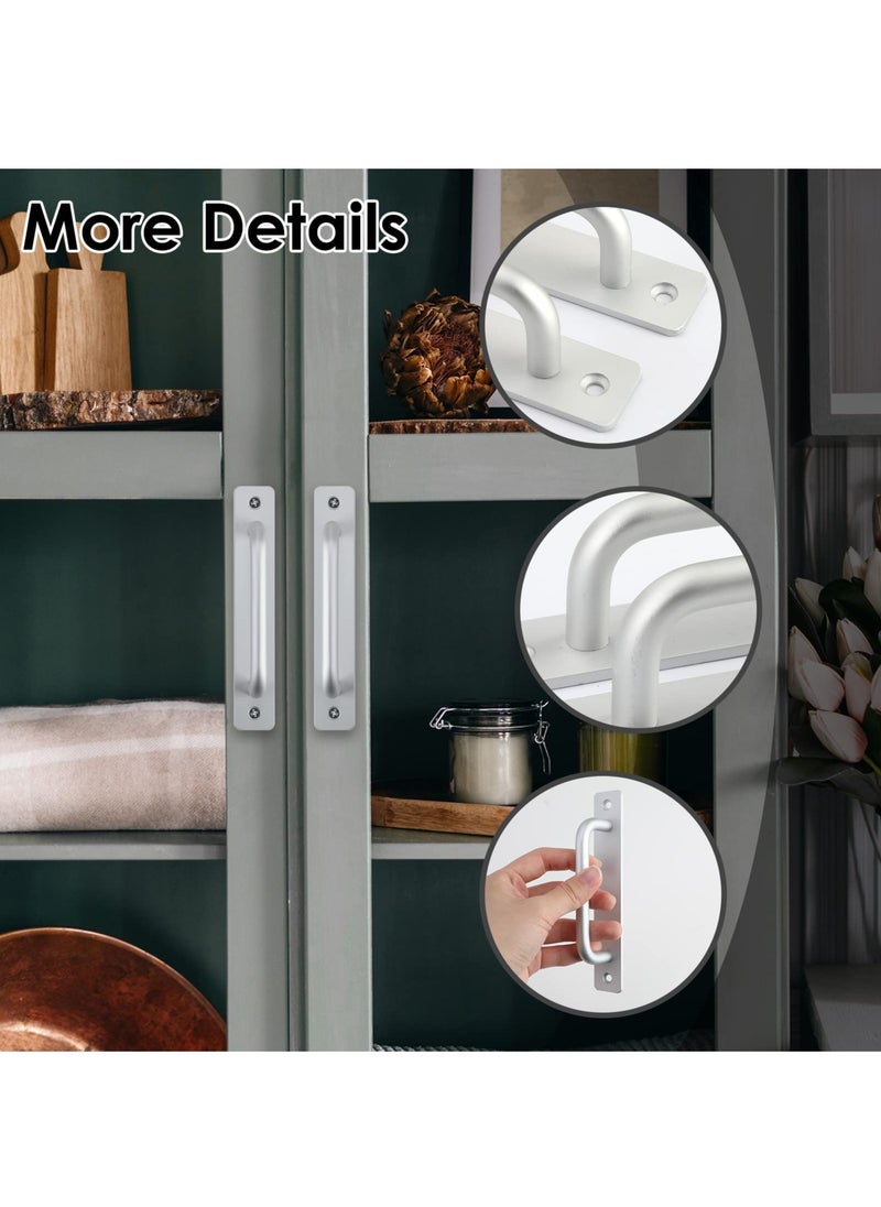 Excefore - Sliding Door Handles, 2 Pcs Pull Push Door Handles, Stainless Steel Sliding Handles, Bathroom Kitchen Cupboard Cabinet Garage Shed Barn Gate Door Handles with Metal Plates (148mm x 25mm) - Image 1