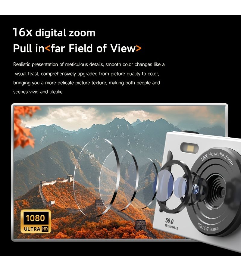 Black 1080P CCD Digital Camera 16x Zoom 2.4 Inch Screen - Image 5