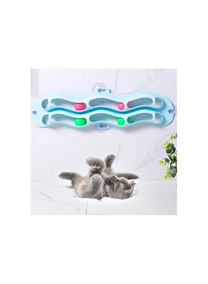 A.M Pet Cat Window Sucker Track Ball Toy, Fun Interactive Table Tennis Toys for Kittens, Curved Track Ball Catching Toy for Cats and Puppies - Image 2