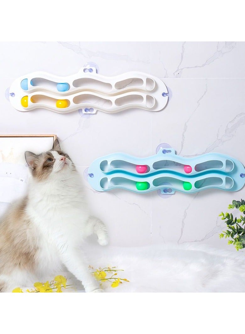 A.M Pet Cat Window Sucker Track Ball Toy, Fun Interactive Table Tennis Toys for Kittens, Curved Track Ball Catching Toy for Cats and Puppies - Image 3