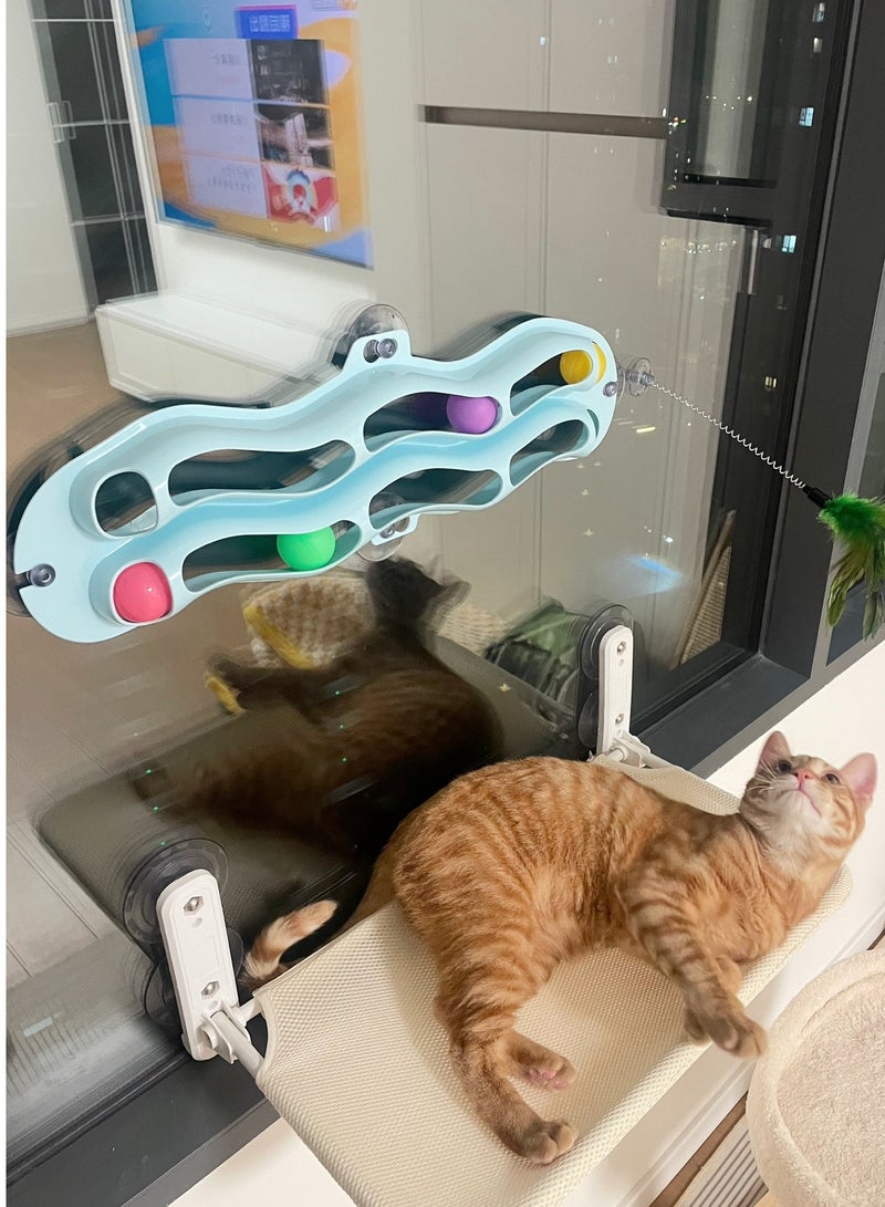 A.M Pet Cat Window Sucker Track Ball Toy, Fun Interactive Table Tennis Toys for Kittens, Curved Track Ball Catching Toy for Cats and Puppies - Image 4