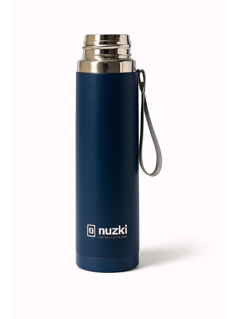 نوزكي ستيل - زجاجة مياه (500 مل) قارورة فولاذية معزولة بالفراغ، مقاومة للتسرب، خالية من مادة BPA، مج حراري مزدوج الجدار للقهوة للمشروبات الساخنة أو الباردة - Image 2