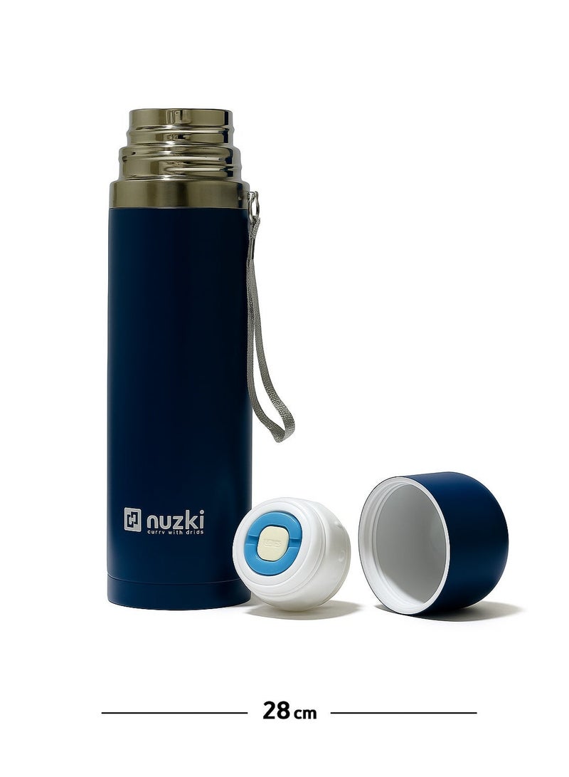 نوزكي ستيل - زجاجة مياه (500 مل) قارورة فولاذية معزولة بالفراغ، مقاومة للتسرب، خالية من مادة BPA، مج حراري مزدوج الجدار للقهوة للمشروبات الساخنة أو الباردة - Image 3