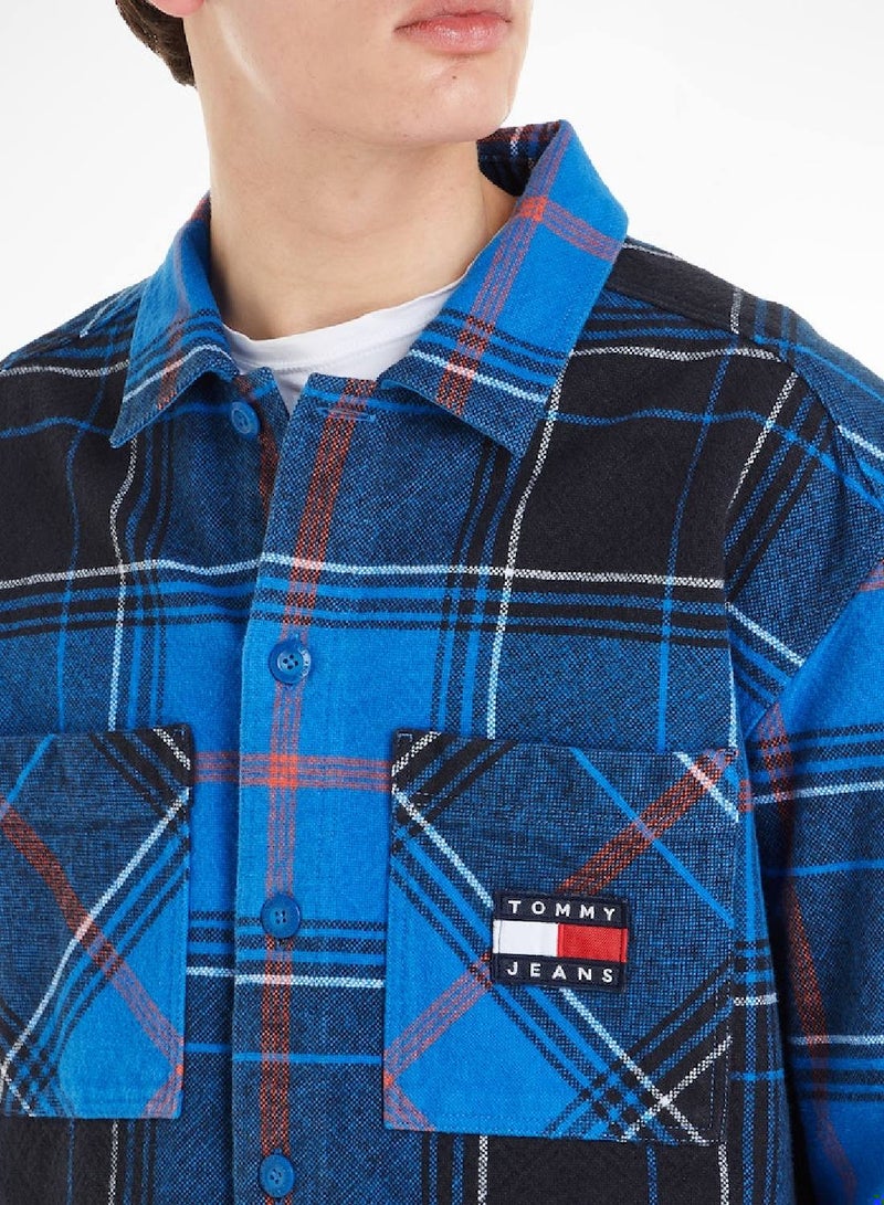 Brushed Canvas Casual Fit Check Overshirt