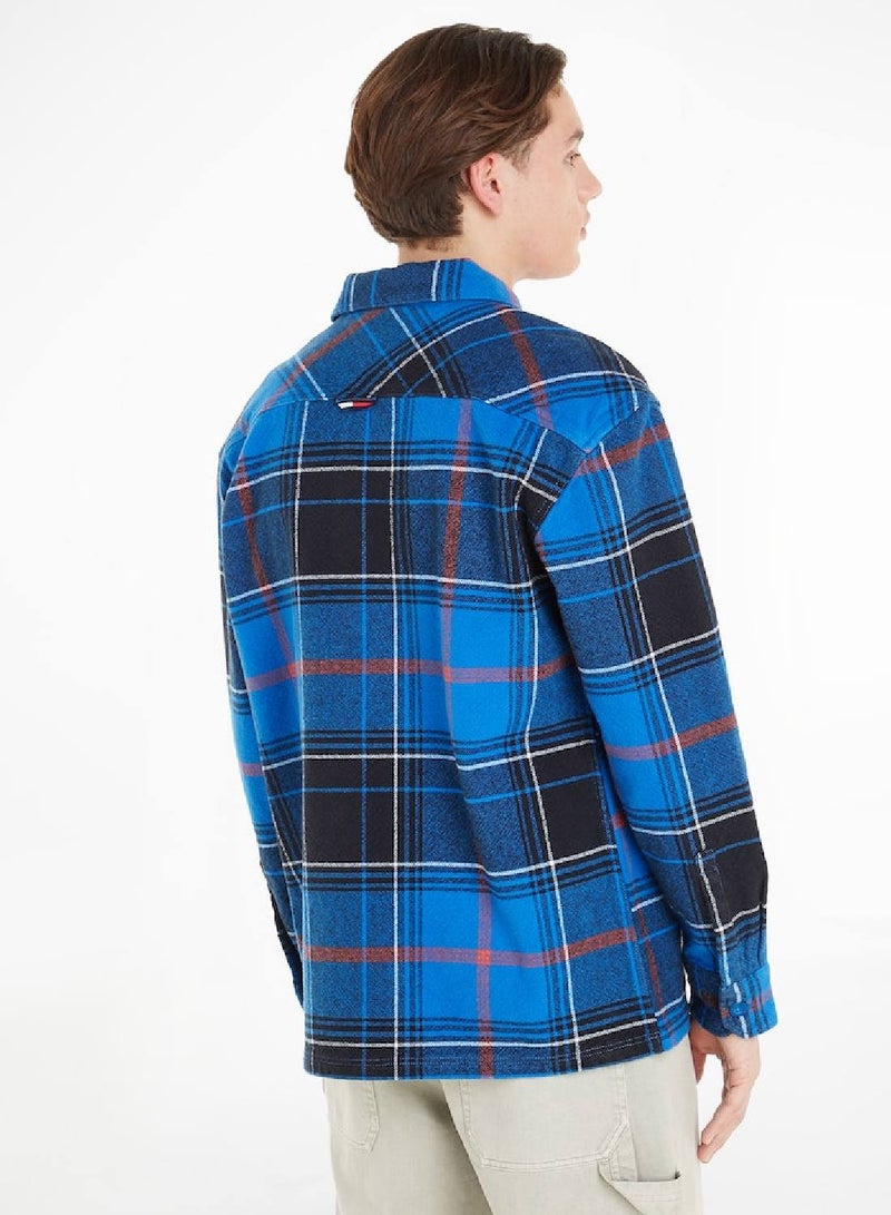 Brushed Canvas Casual Fit Check Overshirt