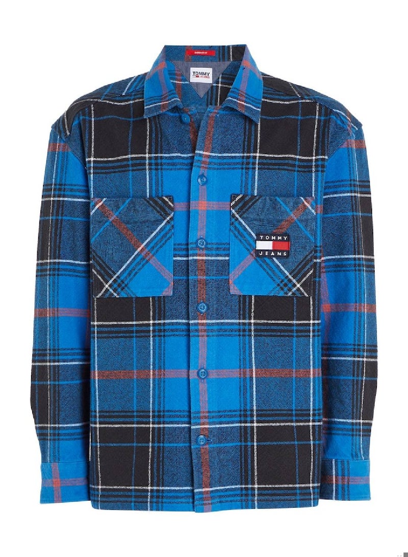 Brushed Canvas Casual Fit Check Overshirt