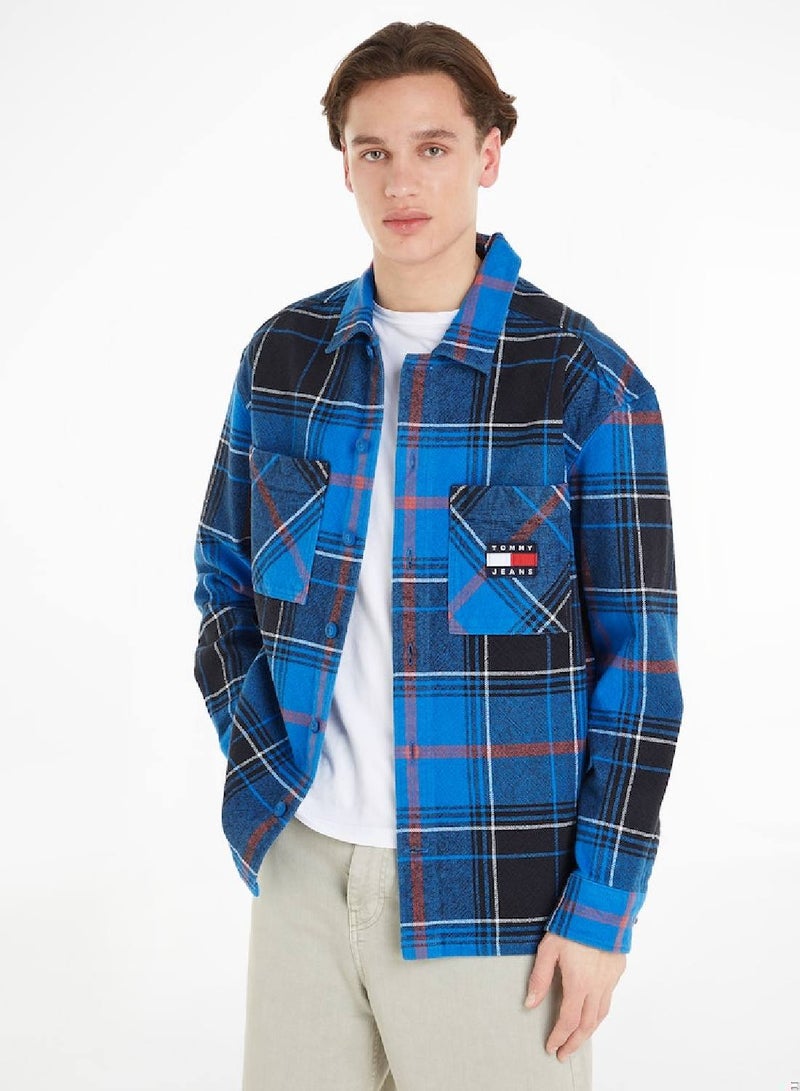Brushed Canvas Casual Fit Check Overshirt