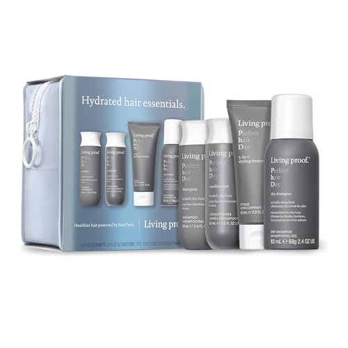 Living Proof Hydrated Hair Essentials Kit - Includes Travel Size Perfect hair Day Shampoo, Conditioner, 5-in-1 Styling and Dry Shampoo ($74 value) - Image 1