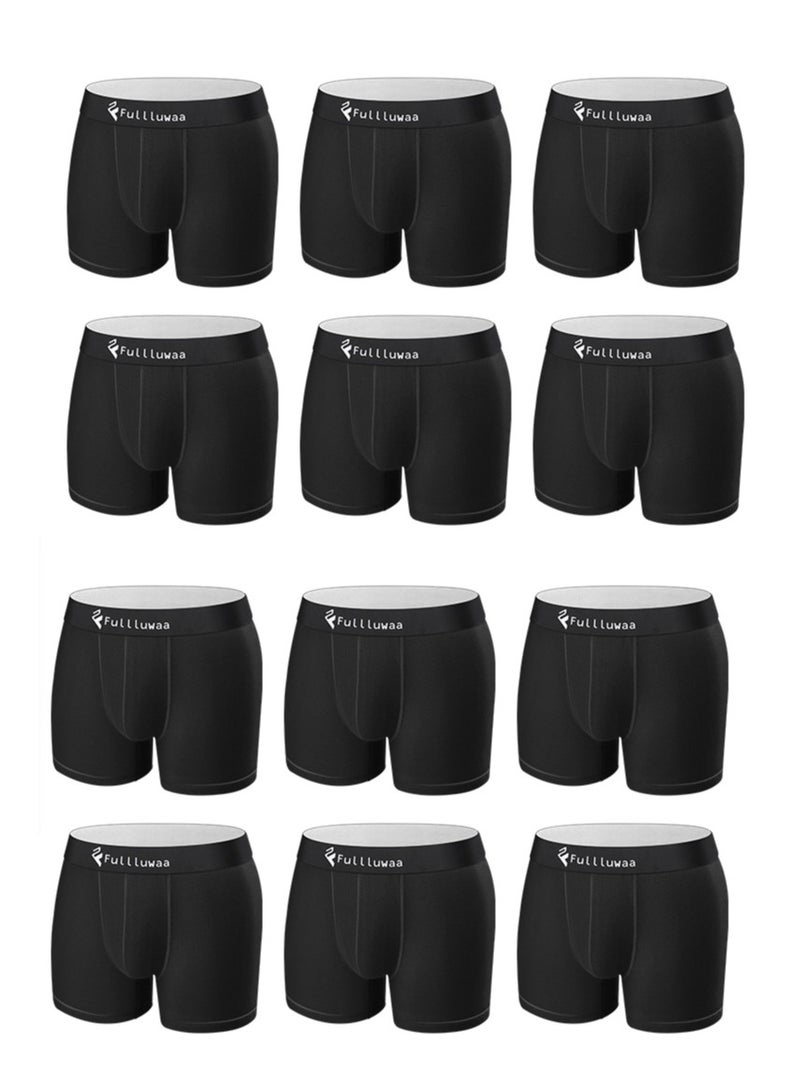 Fullluwaa Fullluwaa Men's boxer briefs, retro, pure cotton material, 12 pieces pure black size XXXL  - Image 2