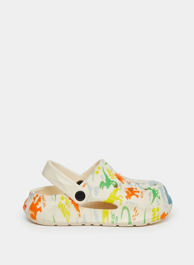 تايك تو Take Two Girls Graphic Print Heel Strap Clogs