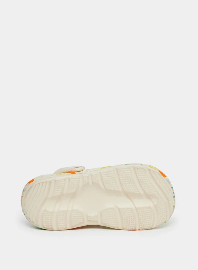 تايك تو Take Two Girls Graphic Print Heel Strap Clogs