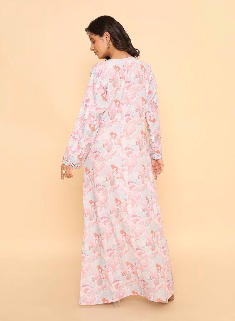 HANA & SARA Unique long elegant printed jalabiya dress - Image 2