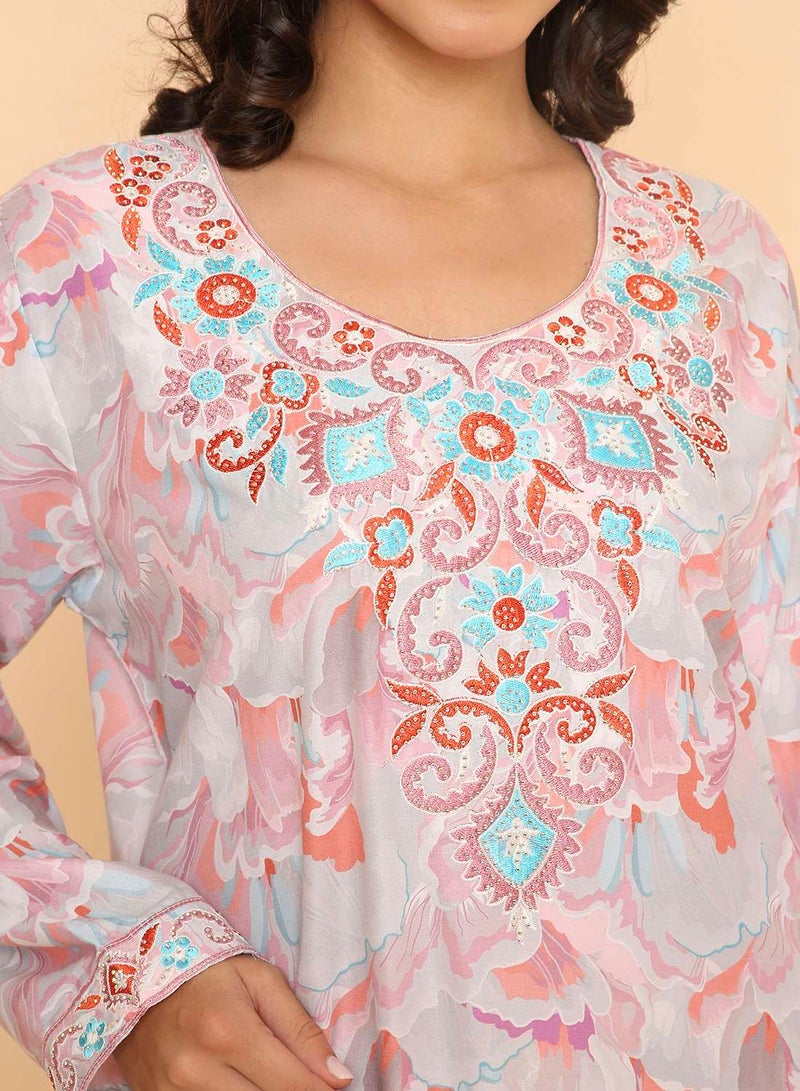 HANA & SARA Unique long elegant printed jalabiya dress - Image 3