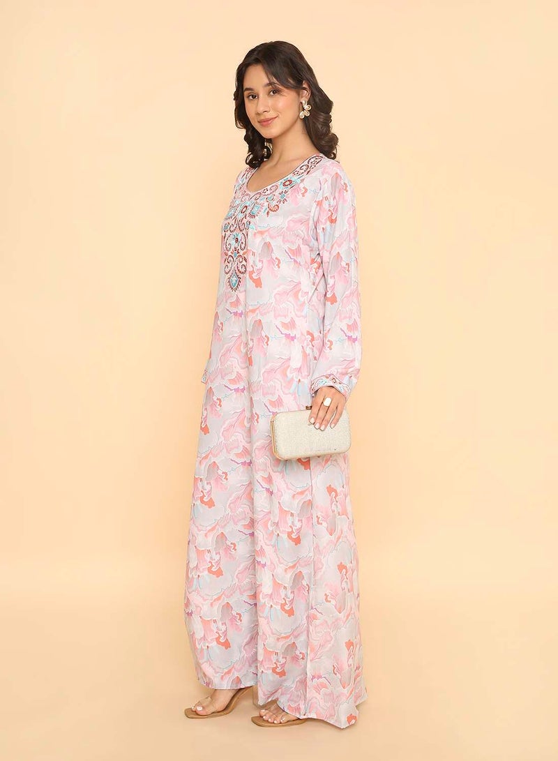 HANA & SARA Unique long elegant printed jalabiya dress - Image 5