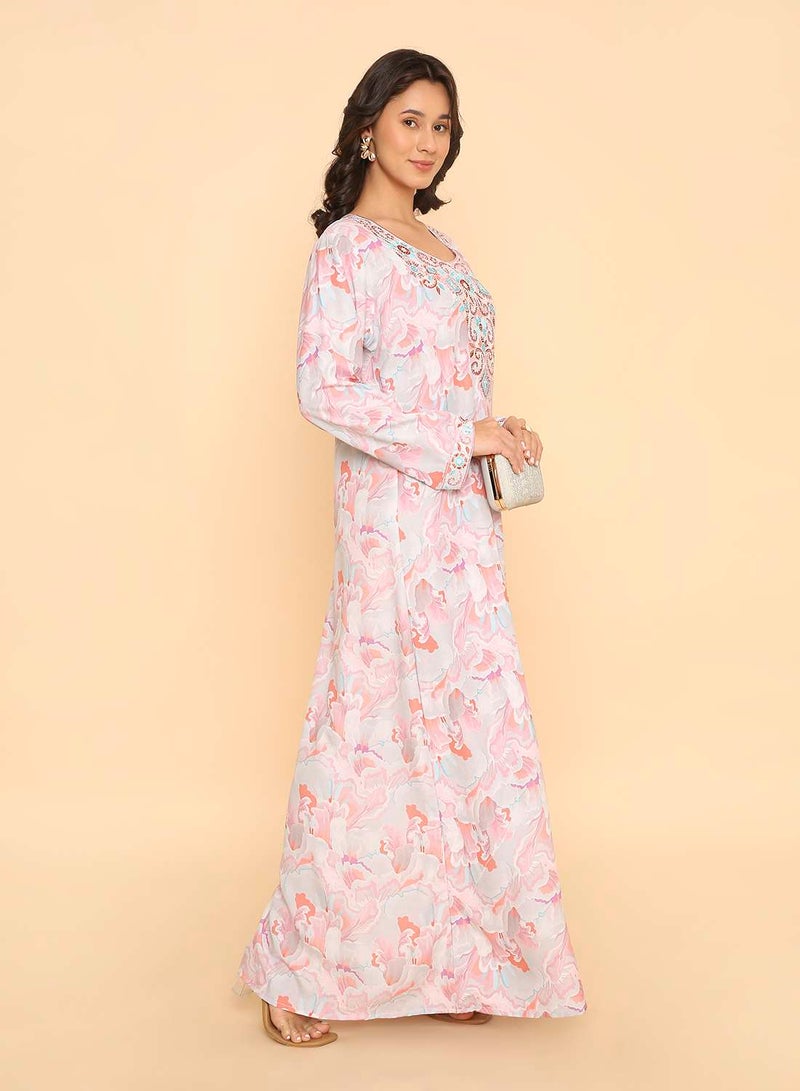 HANA & SARA Unique long elegant printed jalabiya dress - Image 4