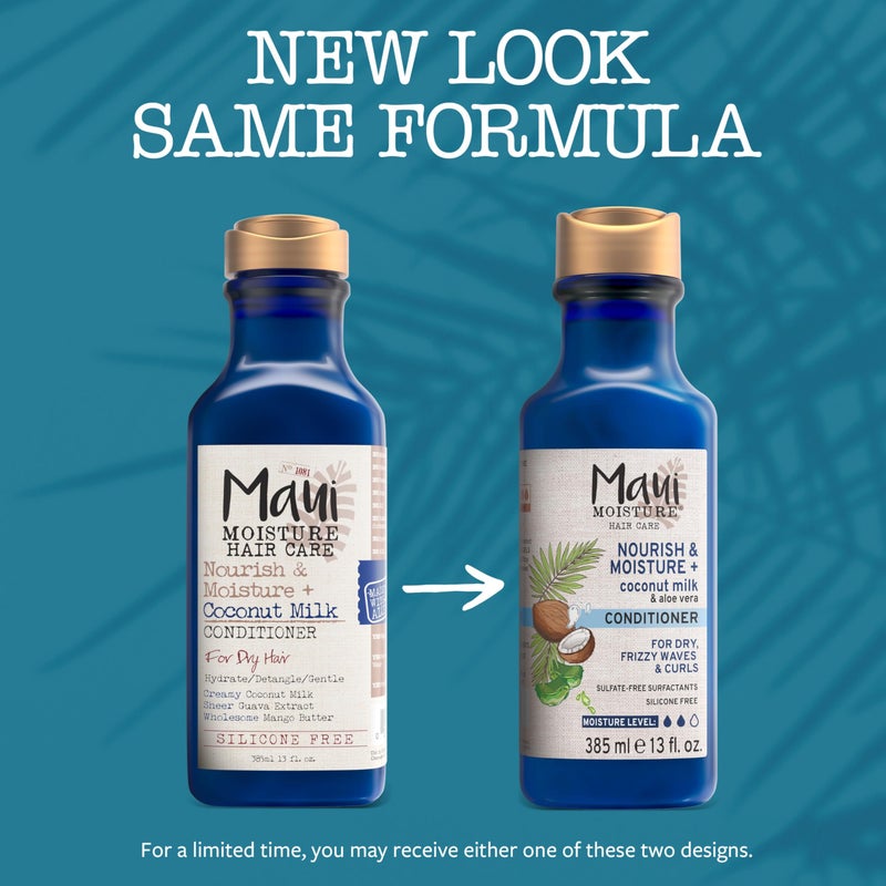 Maui Moisture Nourish & Moisture + Coconut Milk Conditioner to Hydrate and Detangle Curly Hair, Lightweight Daily Moisturizing Conditioner, Vegan, Silicone & Paraben-Free, 13 fl oz - Image 2