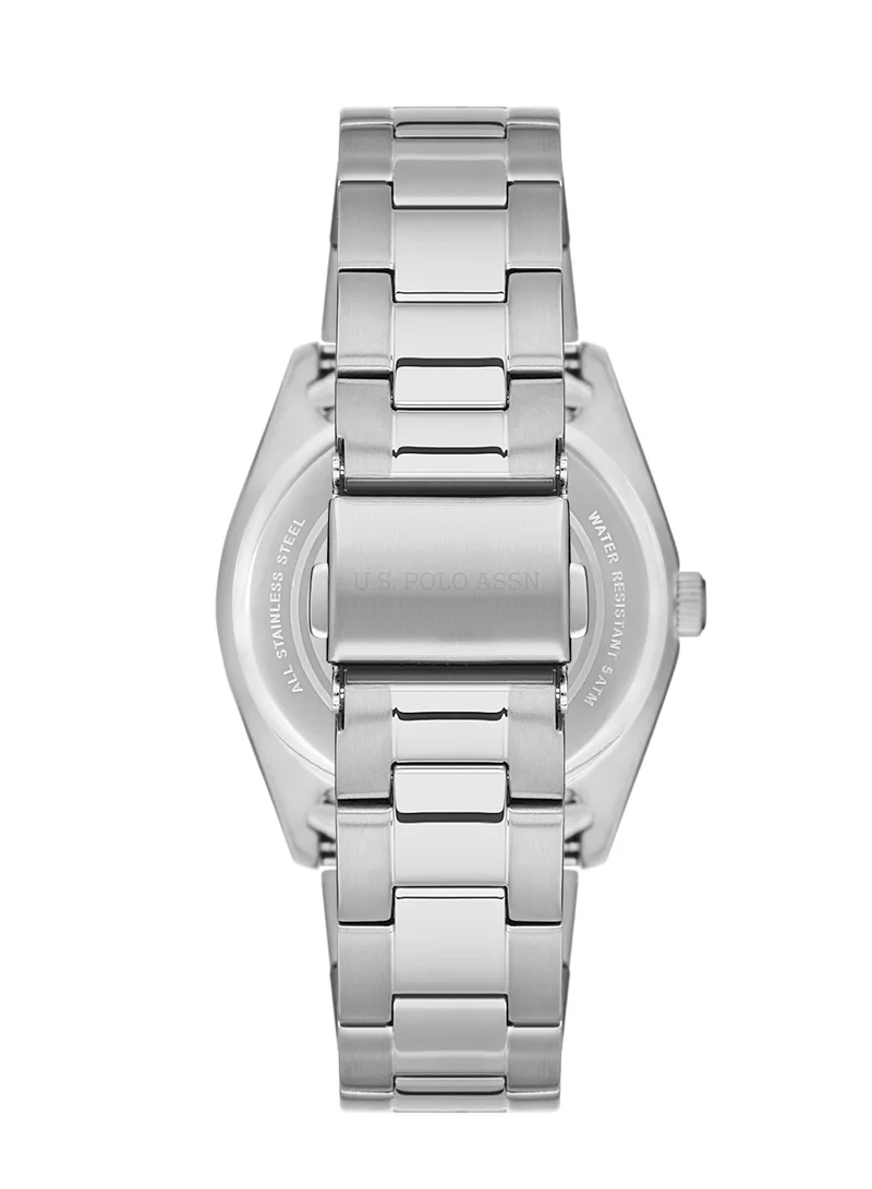 يو اس بولو اسن USPA Fundamental Stainless Steel-Stainless Steel Bracelet Yellow Dial Quartz Ladies Watch 34 mm 5 ATM - USPA2068-04