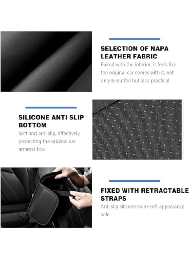 Generic Leather Center Console Cover with Pockets, Auto Center Console Cover for Car Armrest (black)  - Image 5