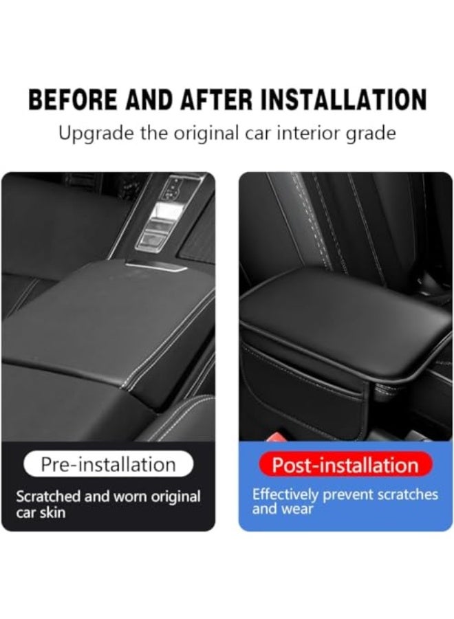 Generic Leather Center Console Cover with Pockets, Auto Center Console Cover for Car Armrest (black)  - Image 3