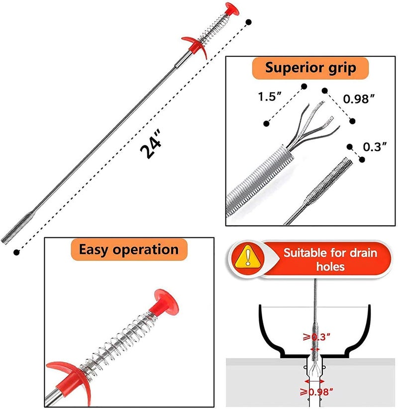ABlue Clipper Flexible Drain Clog Remove Tool with 4 Claws Bendable Hose Pickup Reaching Assist Tool for Litter Pick, Home and Kitchen Sink, Drains, Toilet (Tube Drain/Sewer/Drain Clog Remover 35.4 inch - Image 5