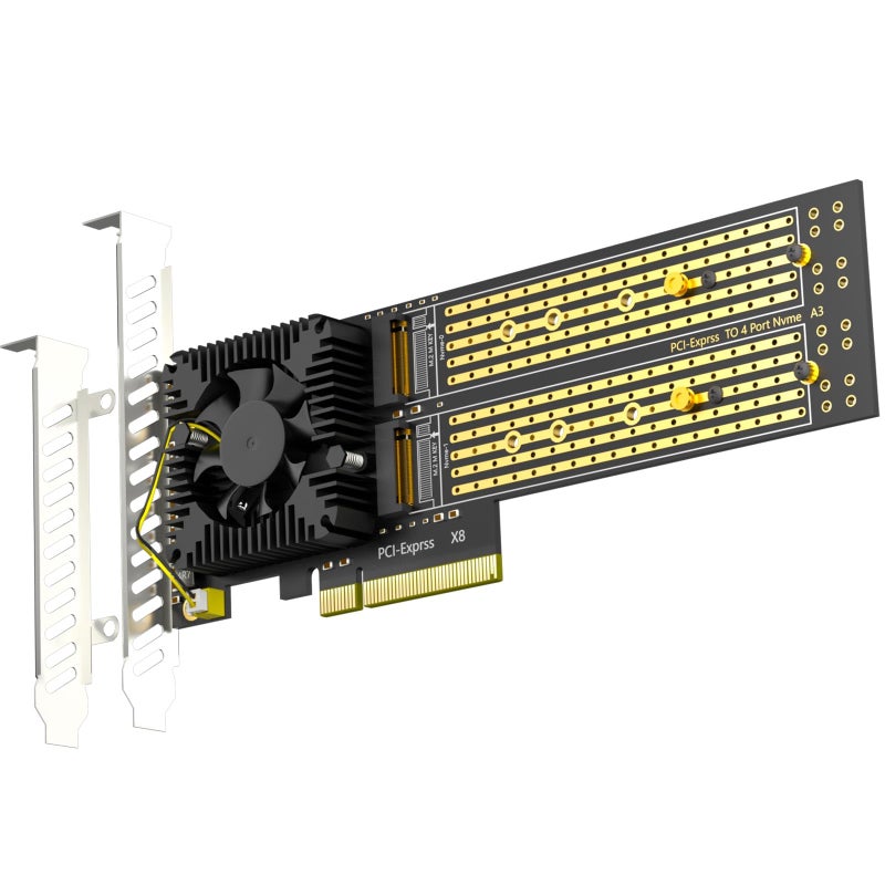 GLOTRENDS PA40 Quad M2 NVMe to PCIe 30 X8 Adapter with PCIe Bifurcation Setup Soft M2 NVMe RAID via OS Tool Support 221102280 Size - Image 2