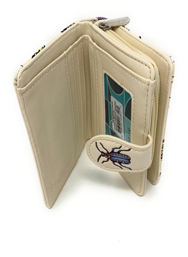 Shag Wear Insect Mania Small Nature Wallet For Women and Teen Girls Vegan Faux Leather 4.5" Beige - Image 3