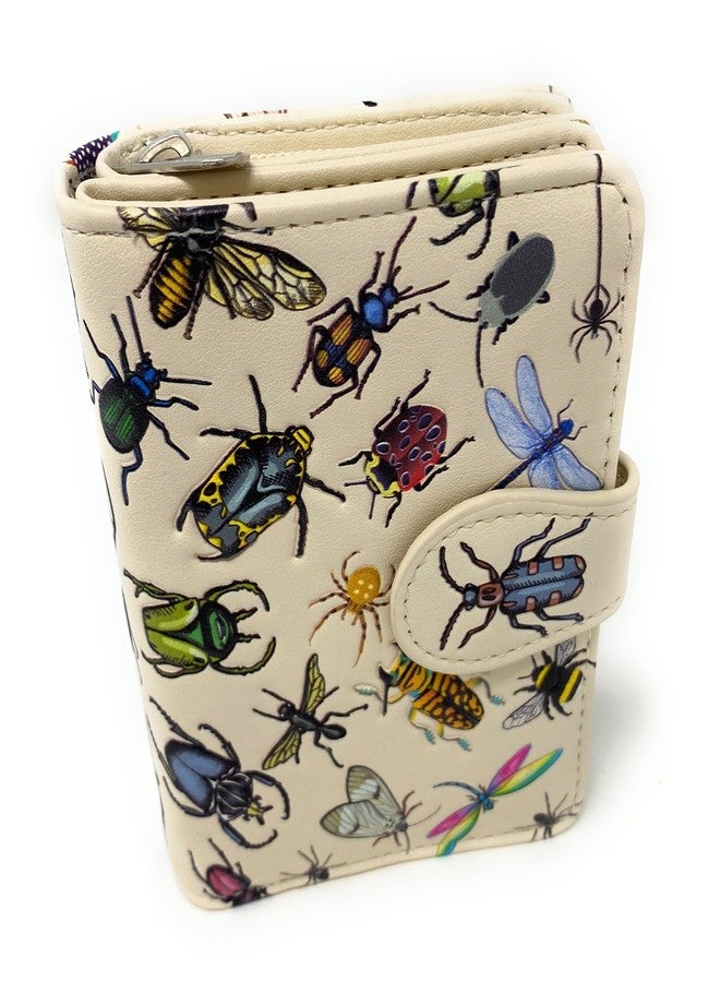 Shag Wear Insect Mania Small Nature Wallet For Women and Teen Girls Vegan Faux Leather 4.5" Beige - Image 1