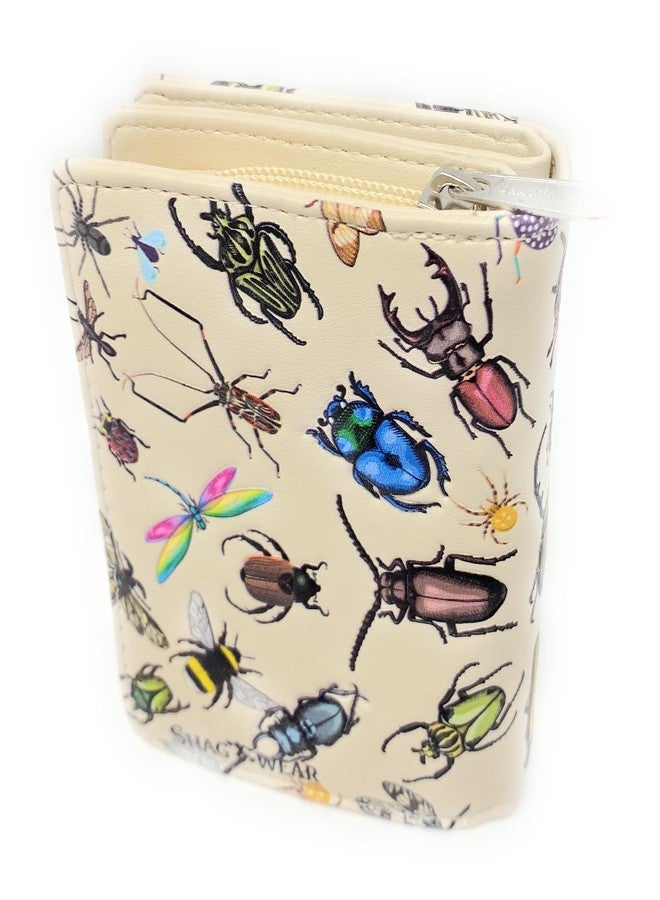 Shag Wear Insect Mania Small Nature Wallet For Women and Teen Girls Vegan Faux Leather 4.5" Beige - Image 2