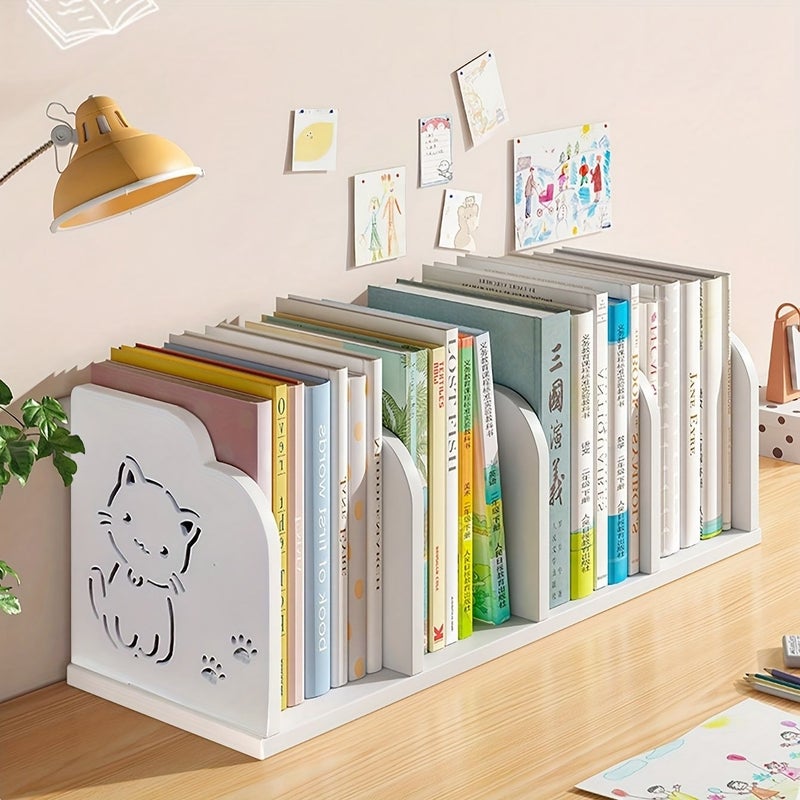 Thickened PVC Kitten 7.87inch Desktop Bookshelf for Home Study Office Living Room Bedroom and Bathroom Storage Rack - Image 1