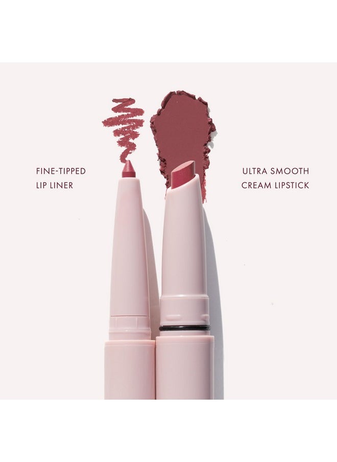 واندر بيوتي أحمر شفاه Lipsetter Dual Cream + قلم تحديد الشفاه - On The Mauve - أحمر شفاه مرطب وناعم للغاية وقلم تحديد شفاه بنفسجي بلمسة نهائية غير لامعة ناعمة - مصنوع من مادة السكوالين والببتيدات (1 قطعة)  - Image 2