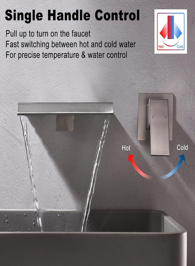 RF Waterfall Wall Mount Faucet Bathroom Bathtub Tub Faucet Single Handle Tub Filler Bathroom Sink Faucets Rough-in Valve Included - Image 3