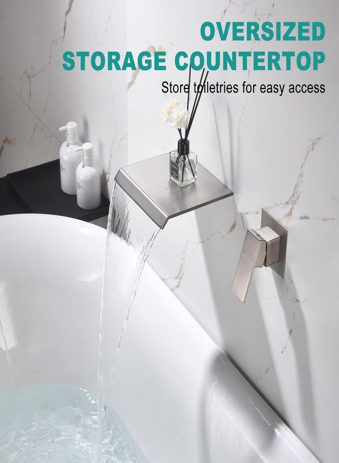 RF Waterfall Wall Mount Faucet Bathroom Bathtub Tub Faucet Single Handle Tub Filler Bathroom Sink Faucets Rough-in Valve Included - Image 5