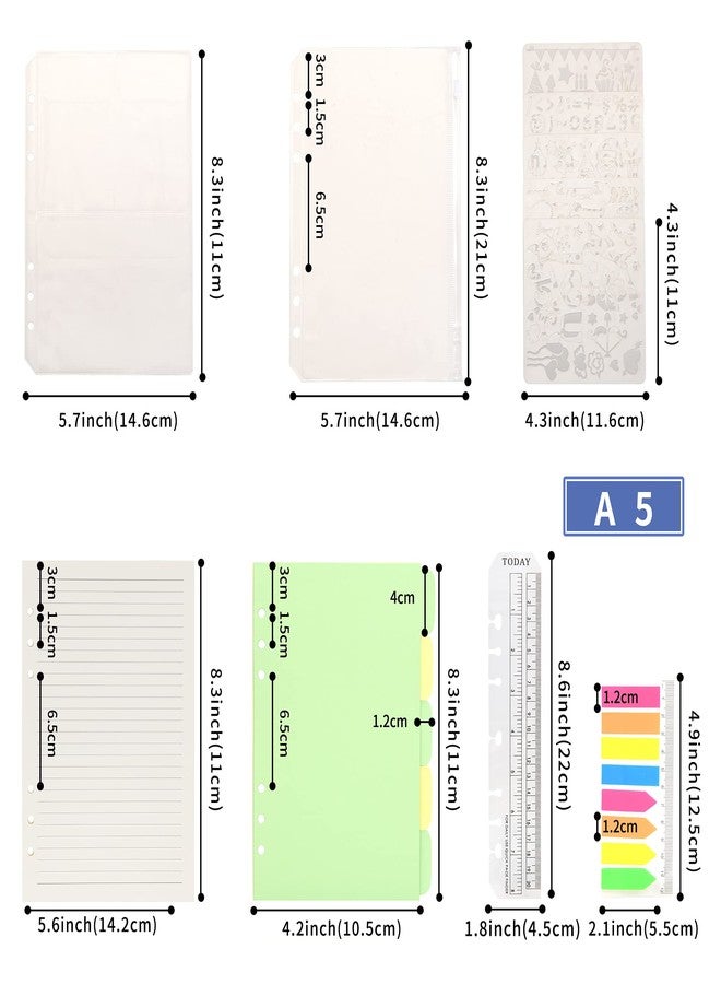 Wonderpool A5 Refills Paper 320 Pages 100gsm 6 Hole Paper for 6 Ring Binder Journal Notebook with Divider,Pouch Pockets,Bookmark,Stencils (College Ruled Paper, A5) - Image 4